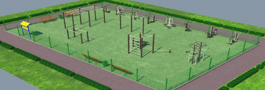 Проект спортивной воркаут площадки с уличными тренажерами в Туле