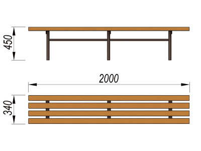 Двухметровая лавочка без спинки 2 м МАФ 1602 в Туле