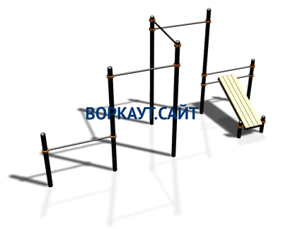 Воркаут комплекс разноуровневых турников со скамьей для пресса ВС-37 в Туле