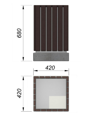 Урна деревянная квадратная с бетонным основанием МАФ 1633 в Туле