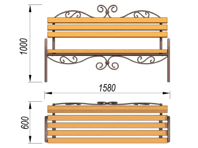 Лавочка кованная МАФ 1606 в Туле