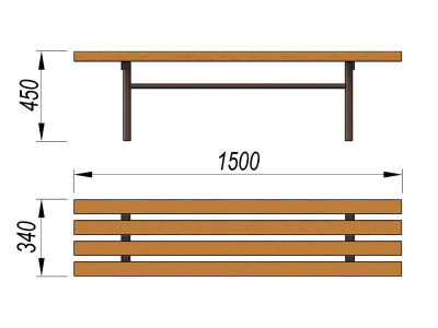 Лавочка без спинки МАФ 1601 в Туле