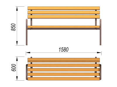 Парковая лавочка со спинкой МАФ 1605 в Туле