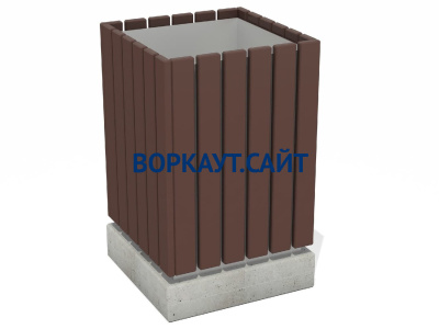 Урна деревянная квадратная с бетонным основанием МАФ 1633 в Туле